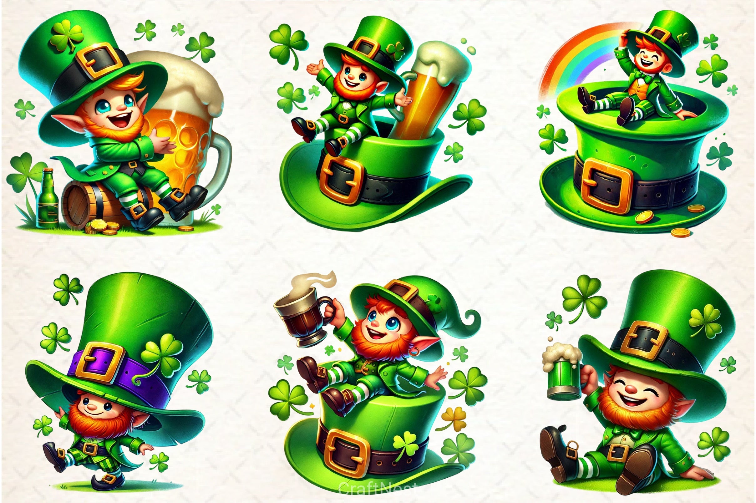 St Patrick's Leprechauns Clipart Bundle - CraftNest - Digital Crafting and Art