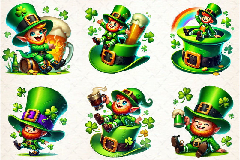 St Patrick's Leprechauns Clipart Bundle - CraftNest - Digital Crafting and Art