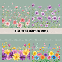 Seamless Flower Border Clipart Bundle - CraftNest - Digital Crafting and Art