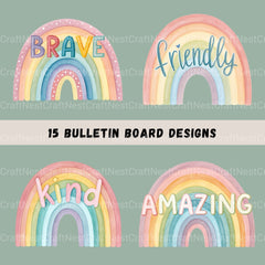 Rainbows Positive Words Clipart Bundle - CraftNest - Digital Crafting and Art