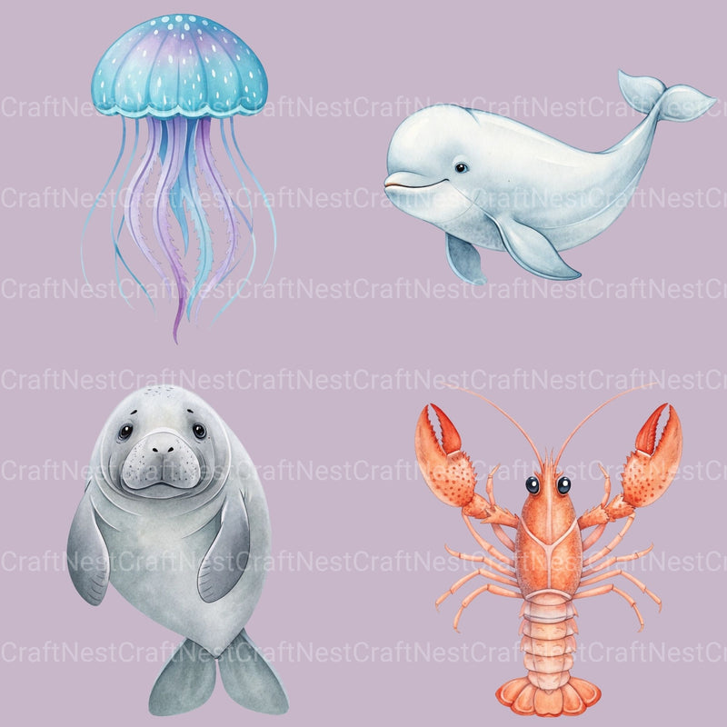 Undersea Creatures Clipart Bundle - CraftNest - Digital Crafting and Art