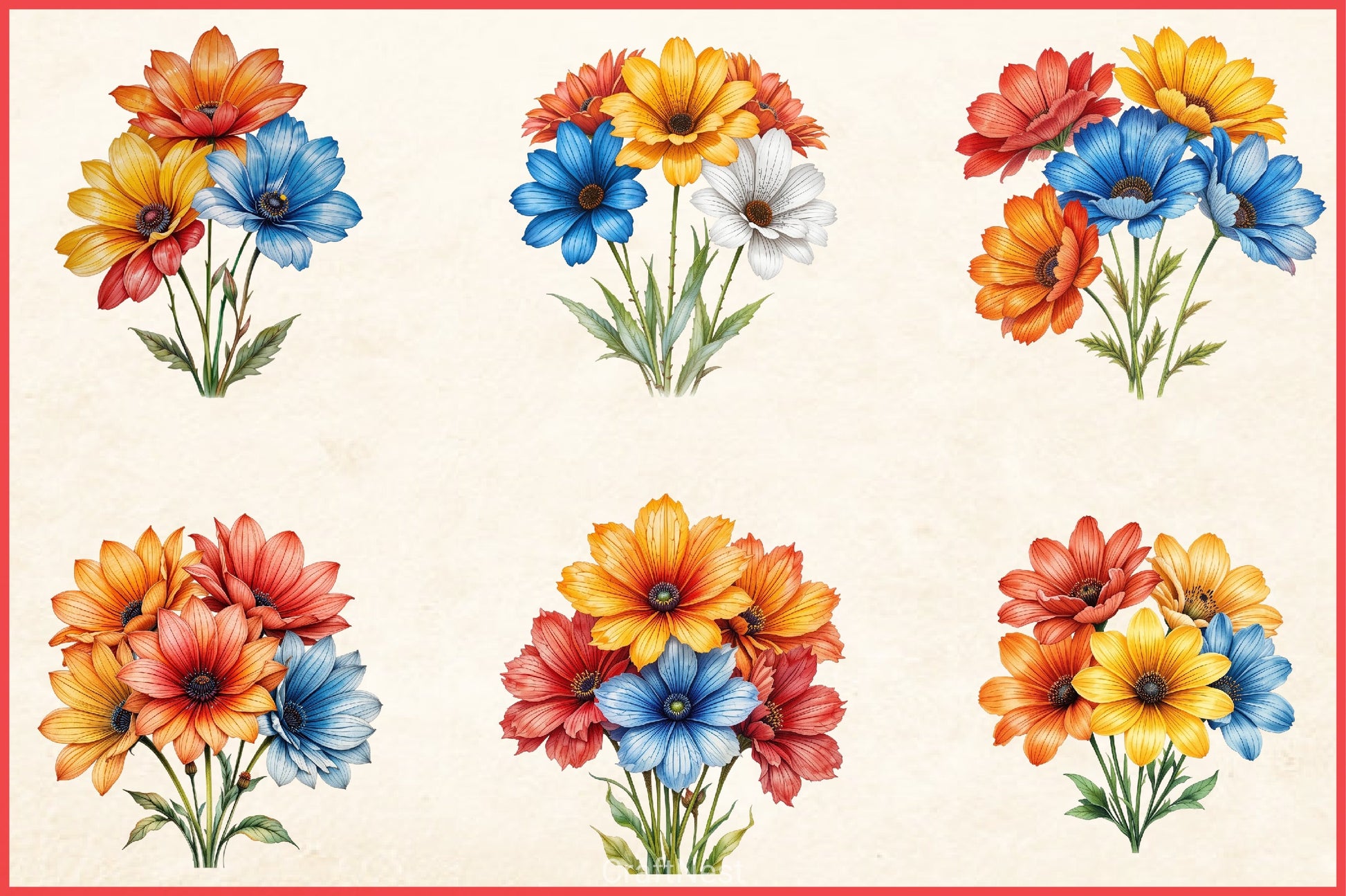 Wildflower Bouquet Clipart Bundle - CraftNest - Digital Crafting and Art
