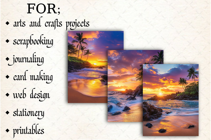 Sunset Beach Digital Paper - CraftNest - Digital Crafting and Art