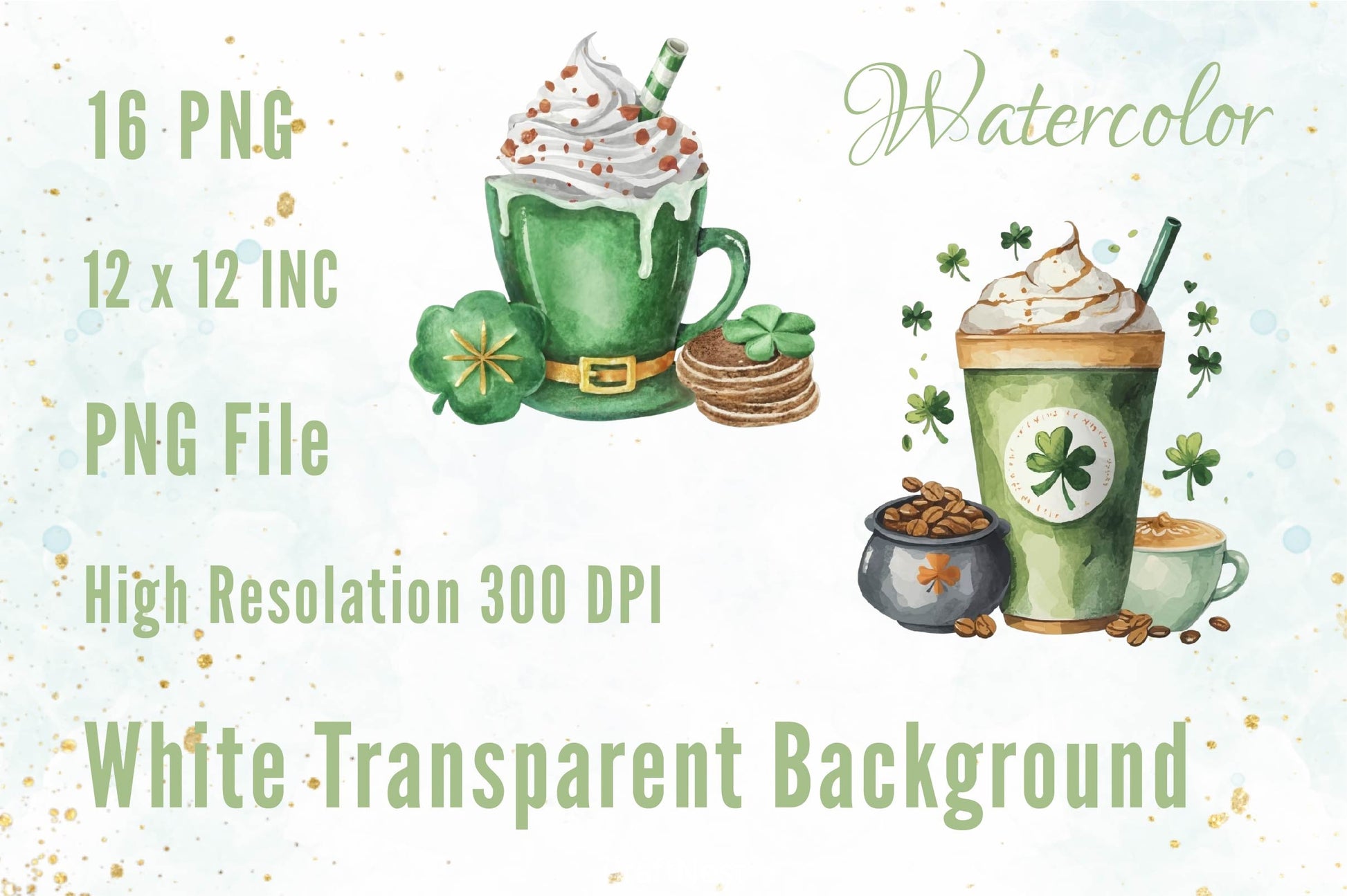 St Patrick Coffee Design Clipart Bundle - CraftNest - Digital Crafting and Art