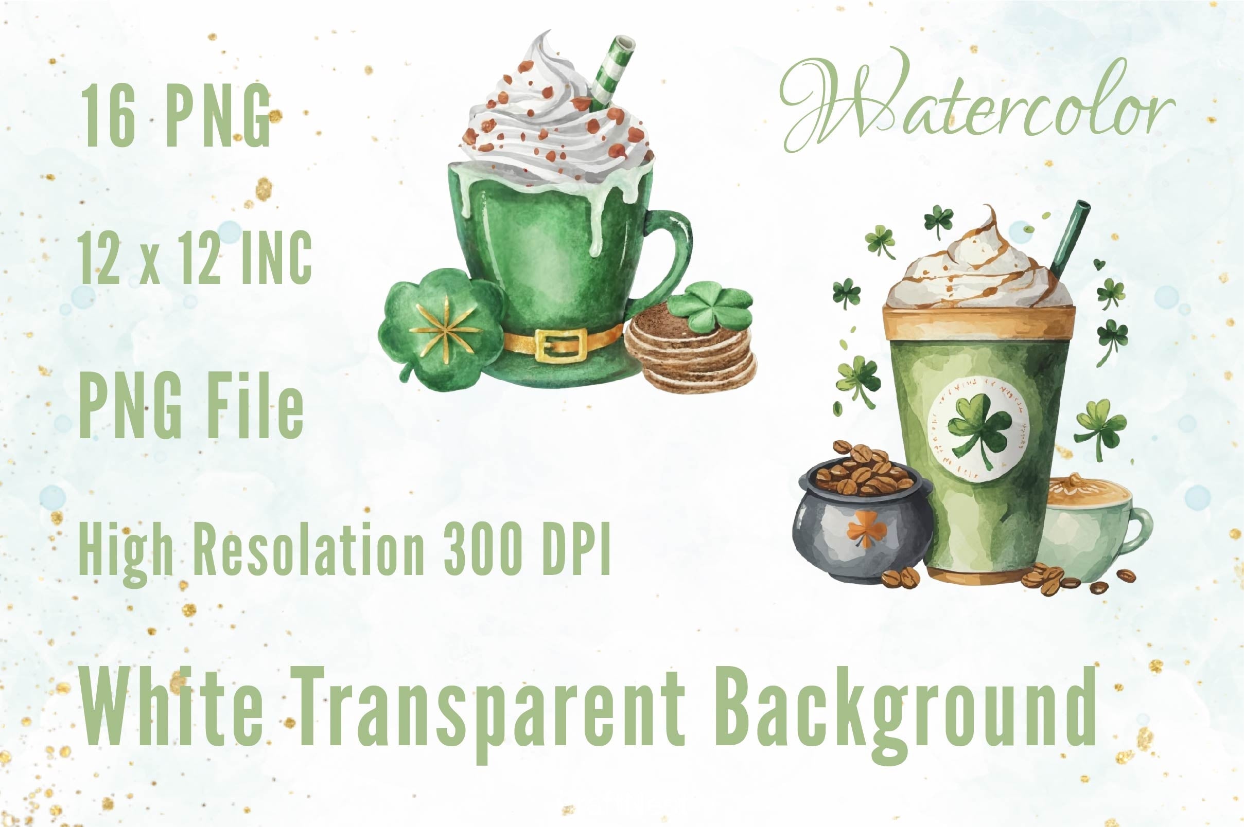 St Patrick Coffee Design Clipart Bundle - CraftNest - Digital Crafting and Art