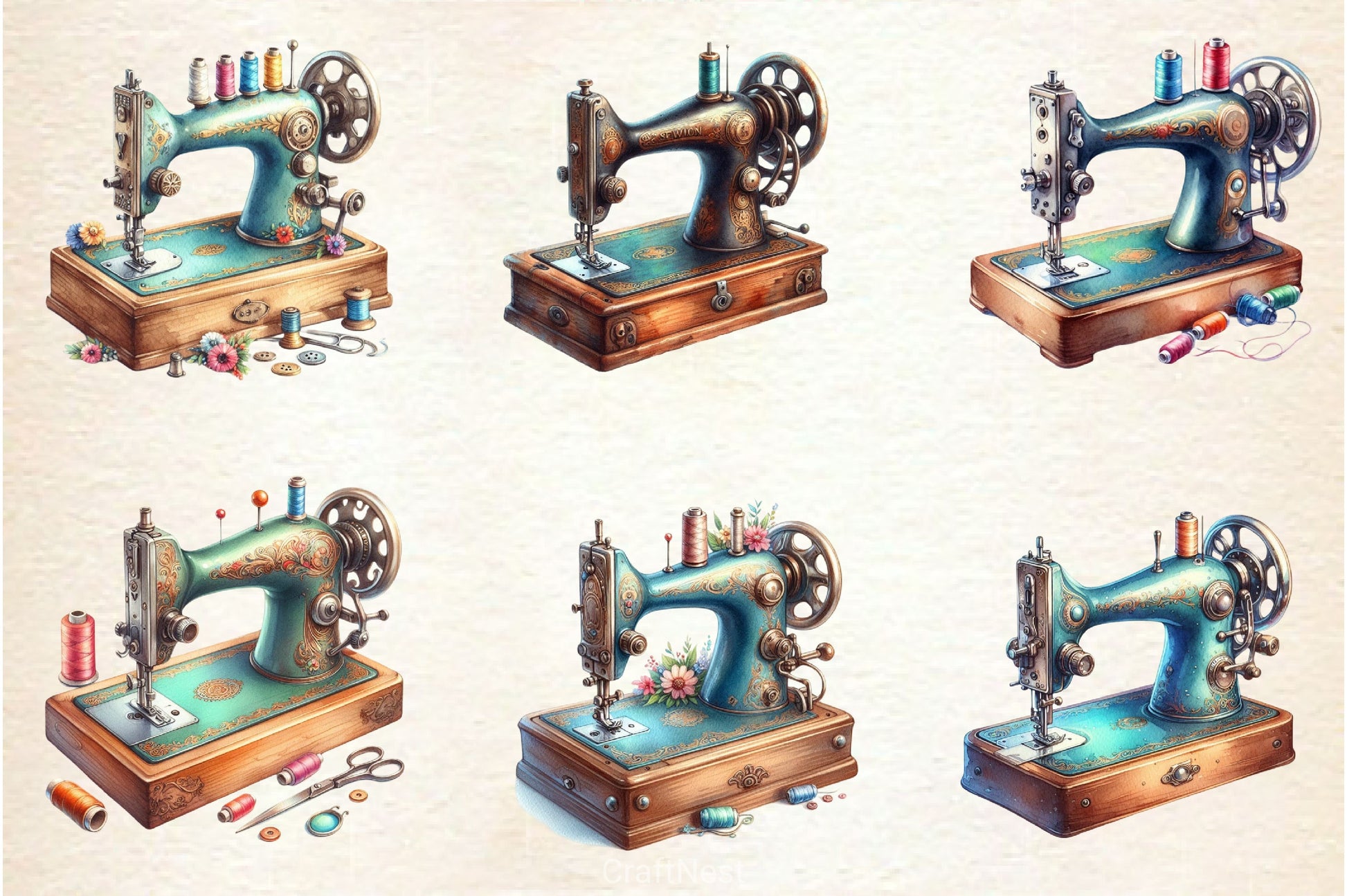 Vintage Sewing Machines Clipart Bundle 2 - CraftNest - Digital Crafting and Art