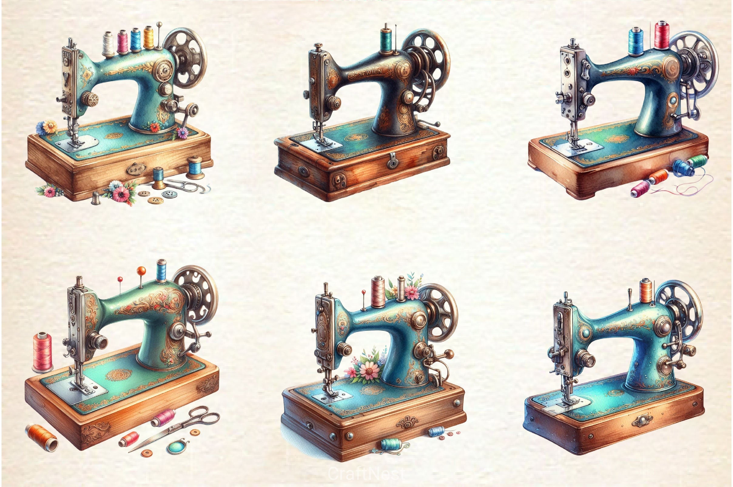 Vintage Sewing Machines Clipart Bundle 2 - CraftNest - Digital Crafting and Art