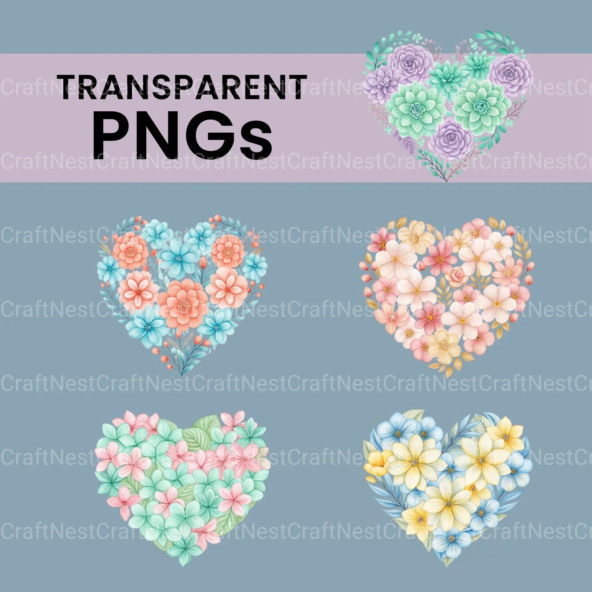Flower Heart Clipart Bundle - CraftNest - Digital Crafting and Art