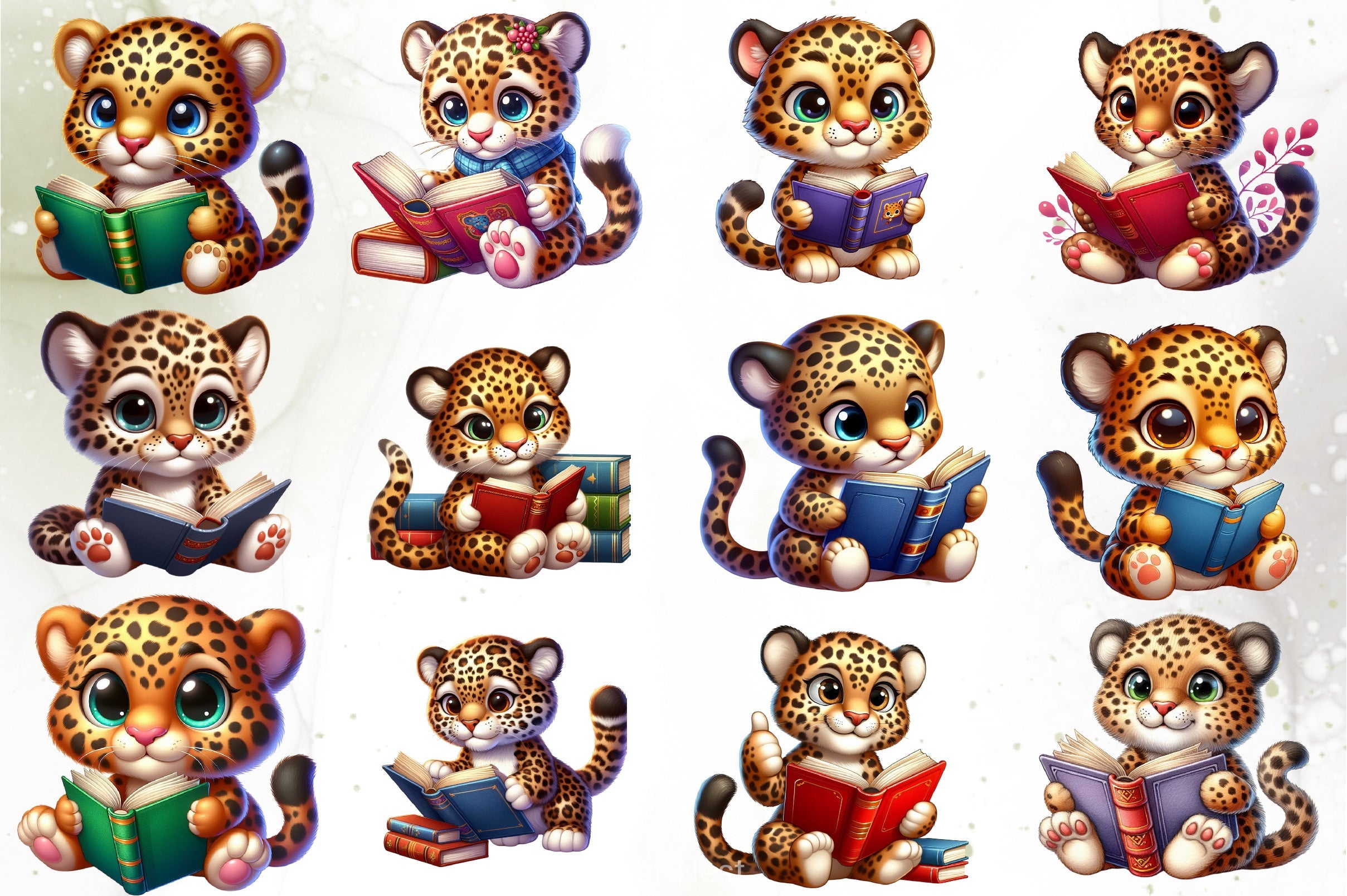 Cute Leopard Reading Clipart Bundle - CraftNest - Digital Crafting and Art
