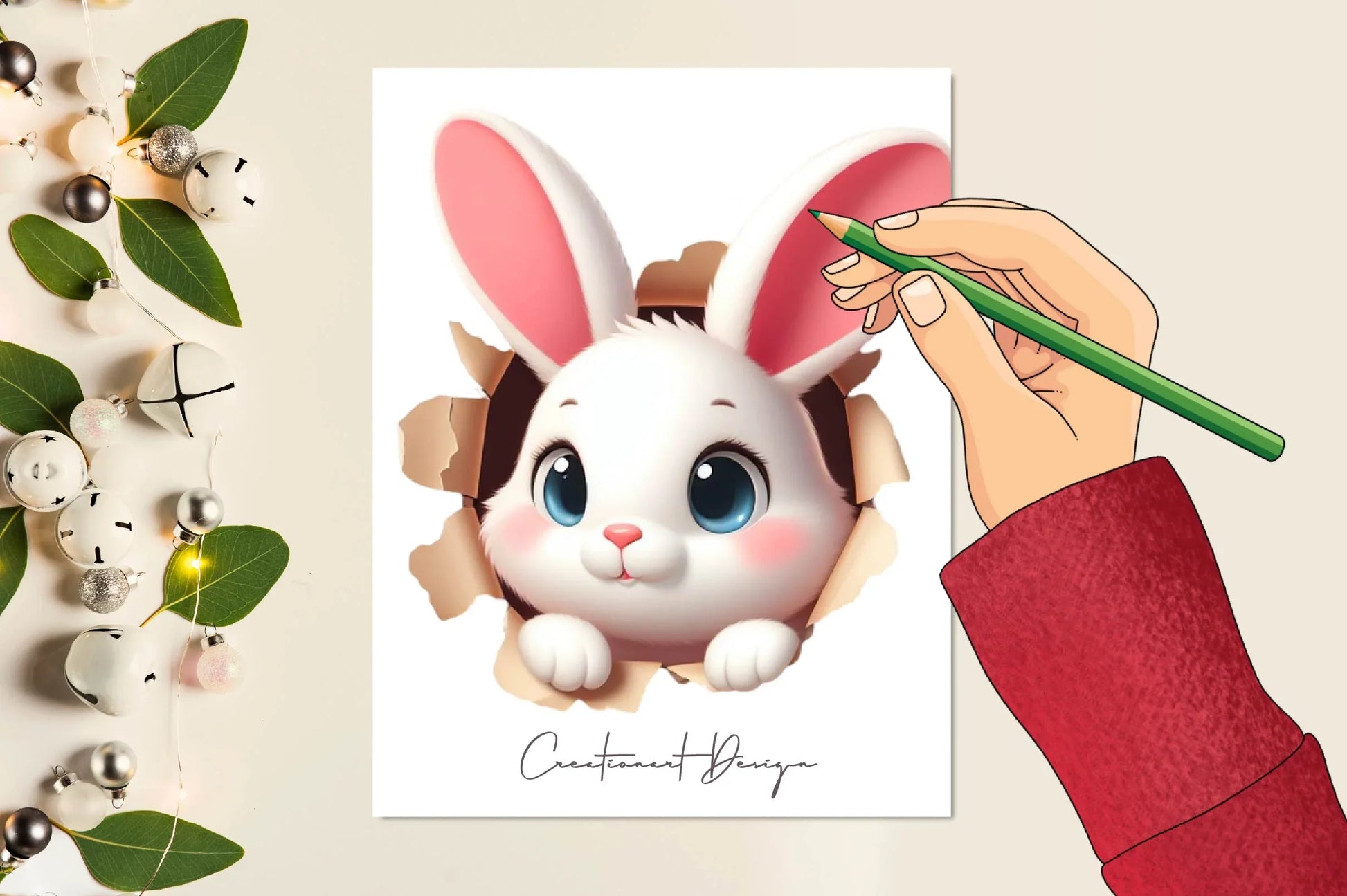 Easter Bunny Peeking Out Clipart Bundle - CraftNest - Digital Crafting and Art