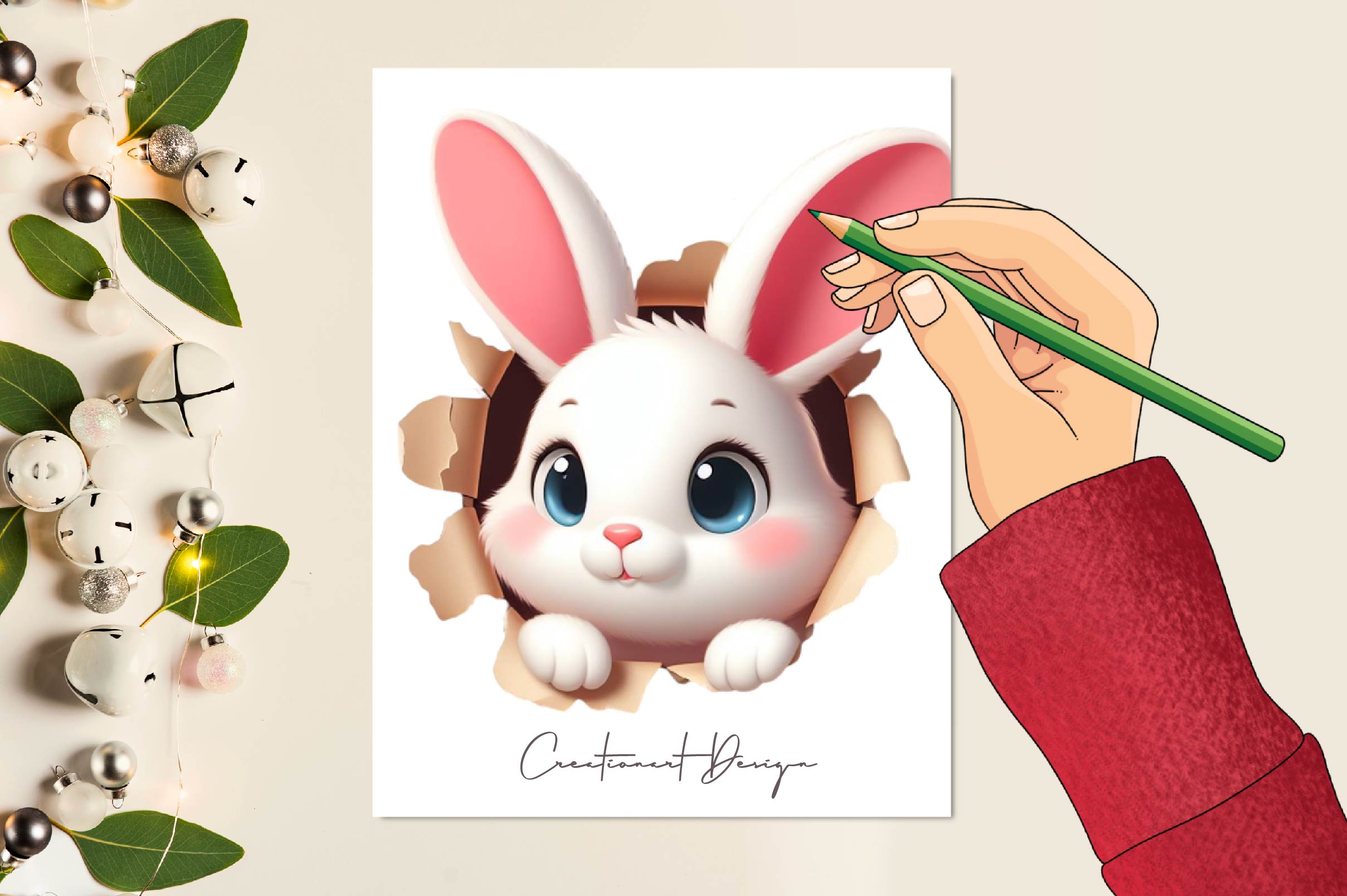 Easter Bunny Peeking Out Clipart Bundle - CraftNest - Digital Crafting and Art