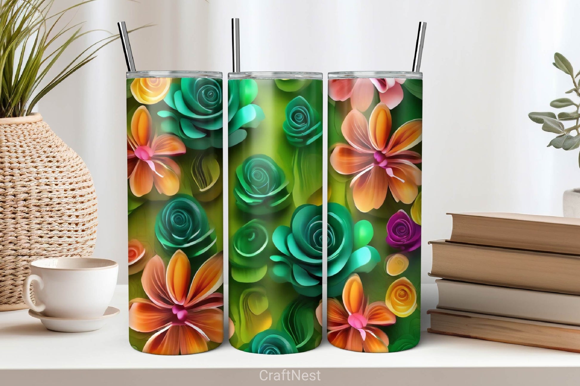 Flower Tumbler Wrap Bundle 3 - CraftNest - Digital Crafting and Art