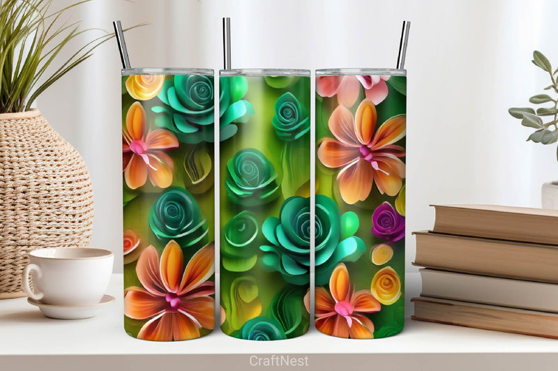 Flower Tumbler Wrap Bundle 3 - CraftNest - Digital Crafting and Art
