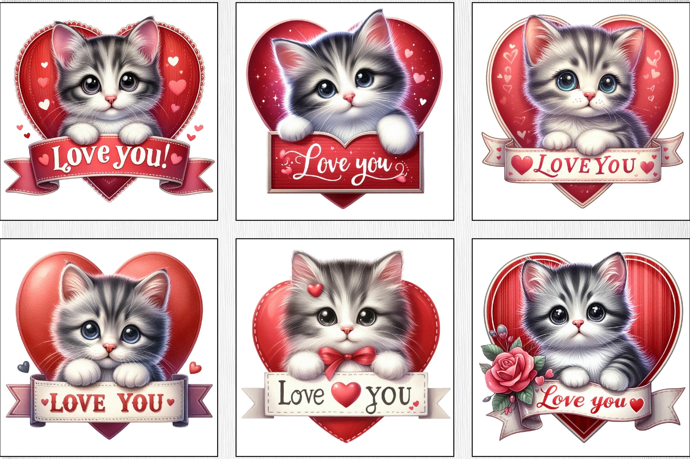 Cute Valentines Kittens Clipart Bundle - CraftNest - Digital Crafting and Art