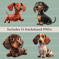 Dachshunds Cartoon Clipart Bundle - CraftNest - Digital Crafting and Art