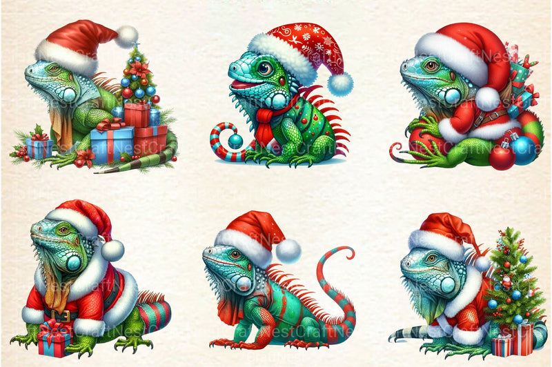 Christmas Iguana Clipart Bundle - CraftNest - Digital Crafting and Art