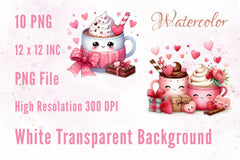 Cute Valentine Day Hot Cocoa Clipart Bundle 1 - CraftNest - Digital Crafting and Art