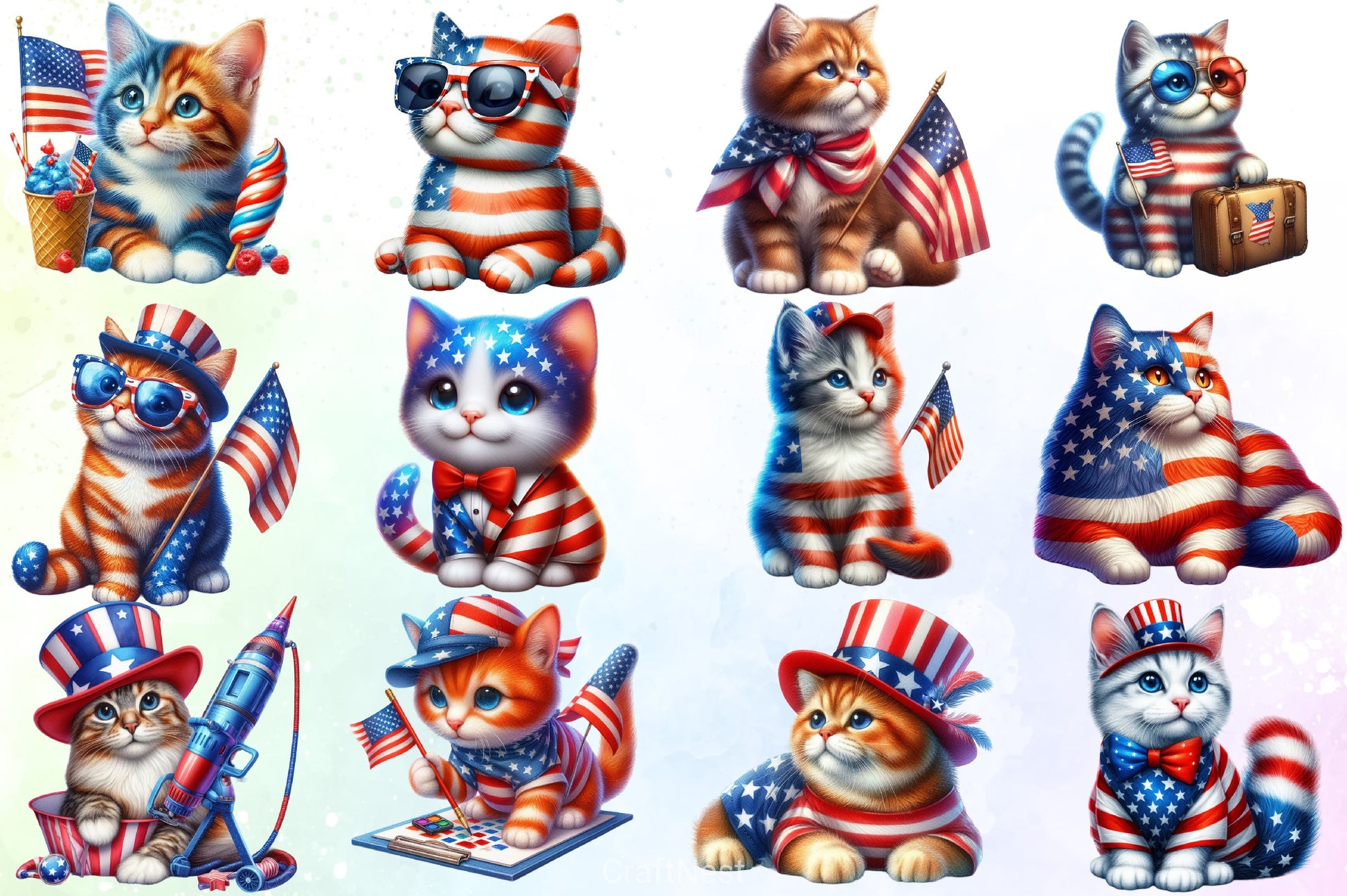 4th of July Cat & Dog Clipart Bundle - CraftNest - Digital Crafting and Art