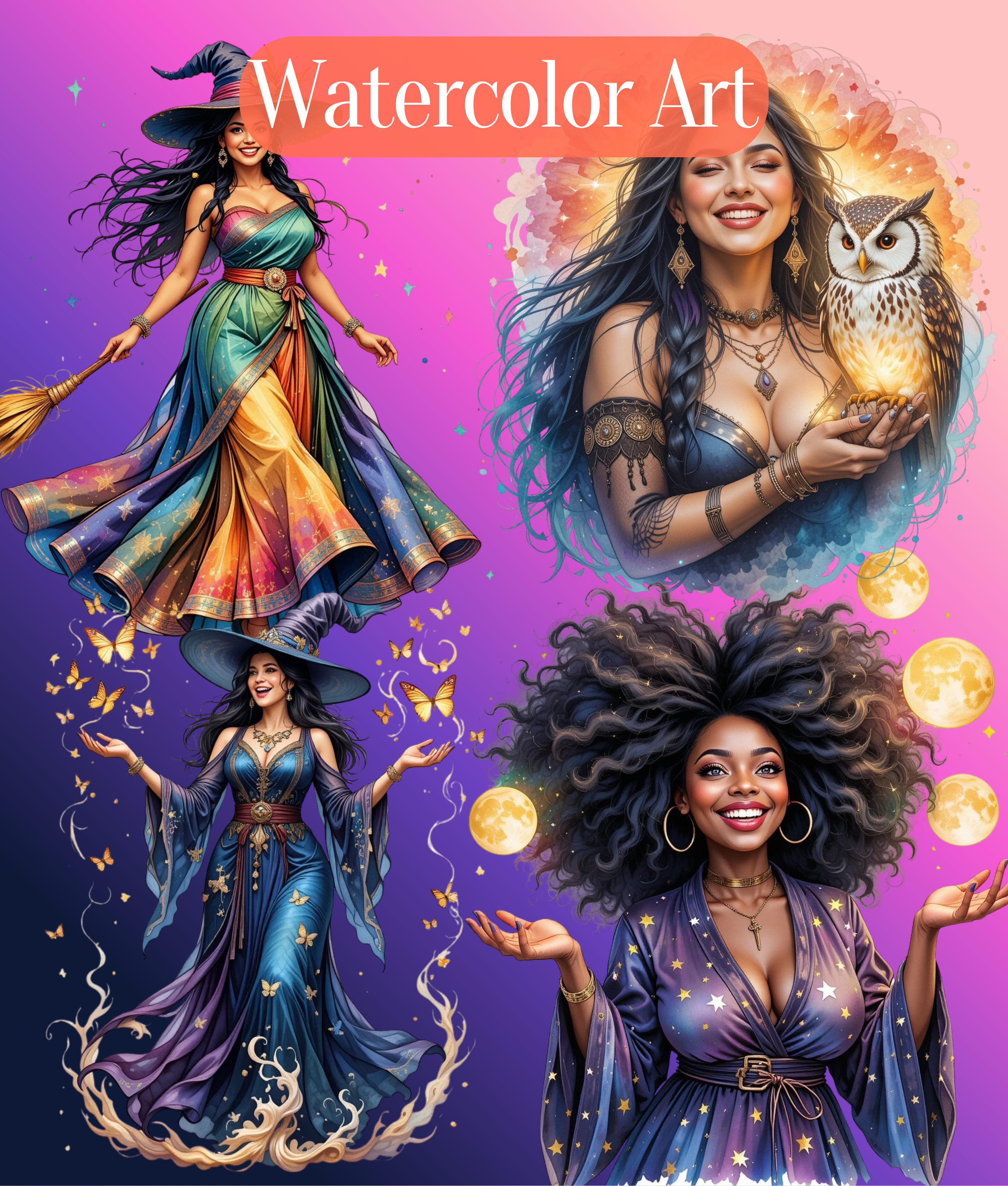 Curvy Witch Clipart Bundle