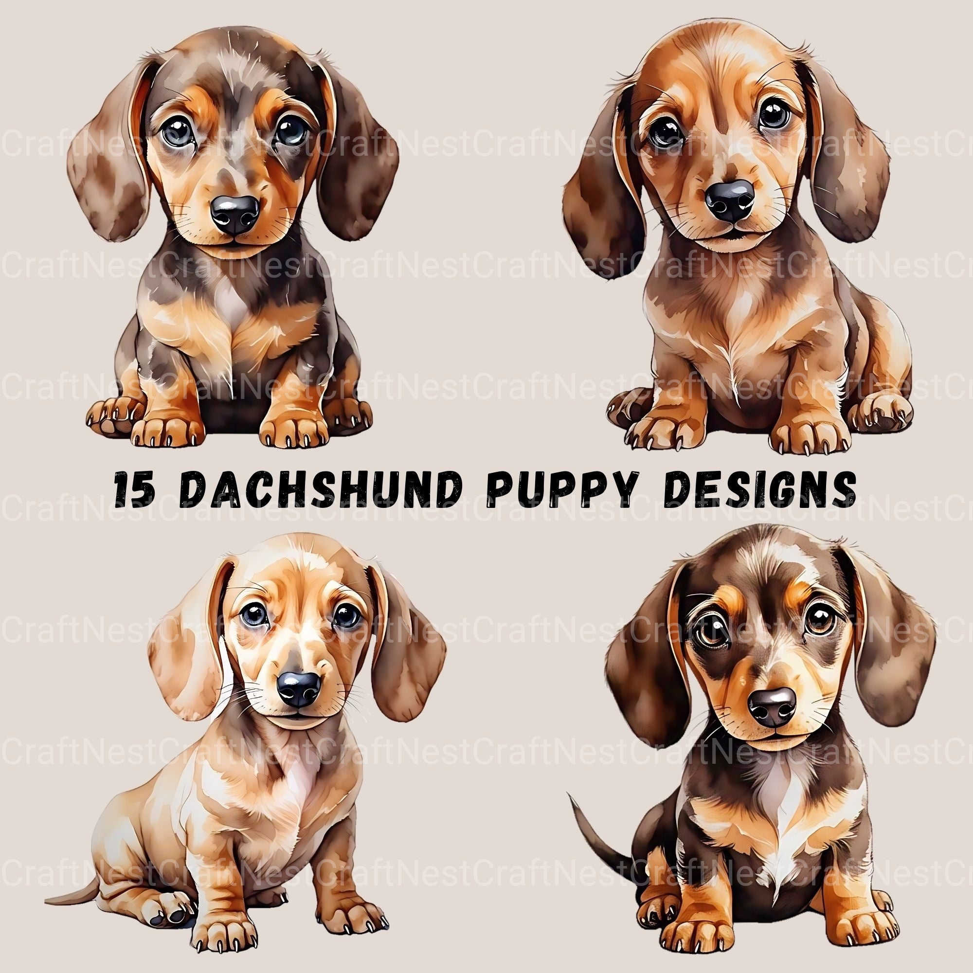 Dachshund Puppies Clipart Bundle 1 - CraftNest - Digital Crafting and Art