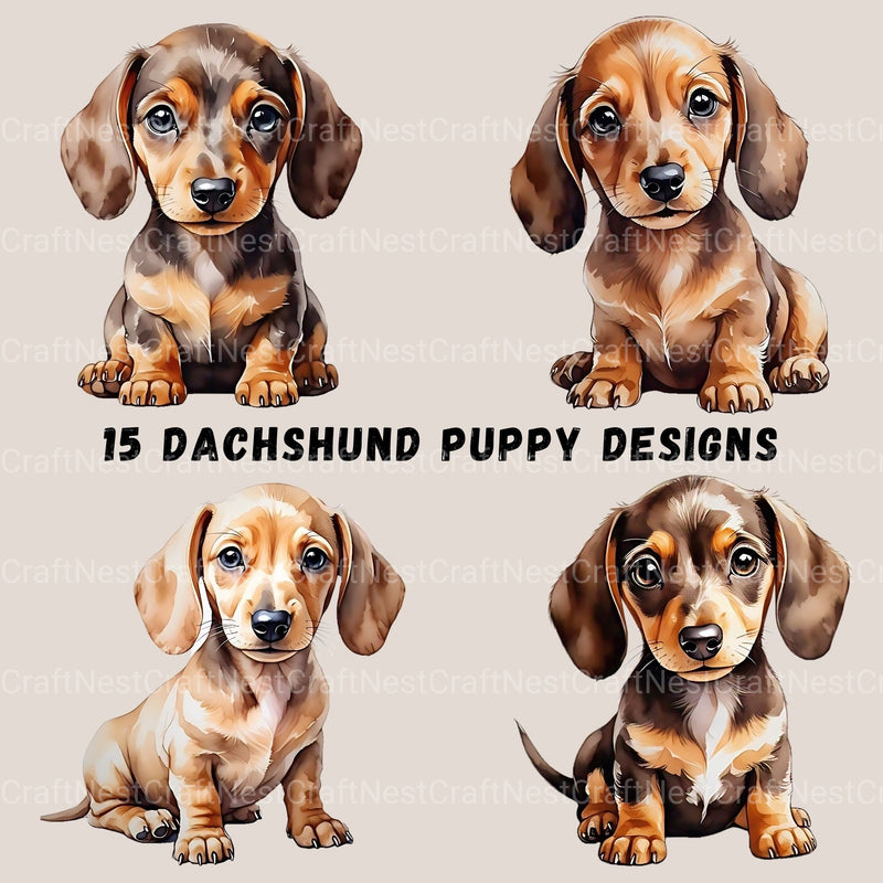 Dachshund Puppies Clipart Bundle 1 - CraftNest - Digital Crafting and Art