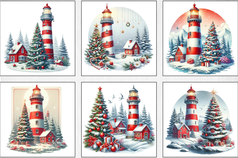 Lighthouse Christmas Clipart Bundle - CraftNest - Digital Crafting and Art