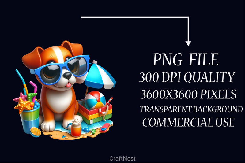 Summer Beach Dogs Clipart Bundle - CraftNest - Digital Crafting and Art