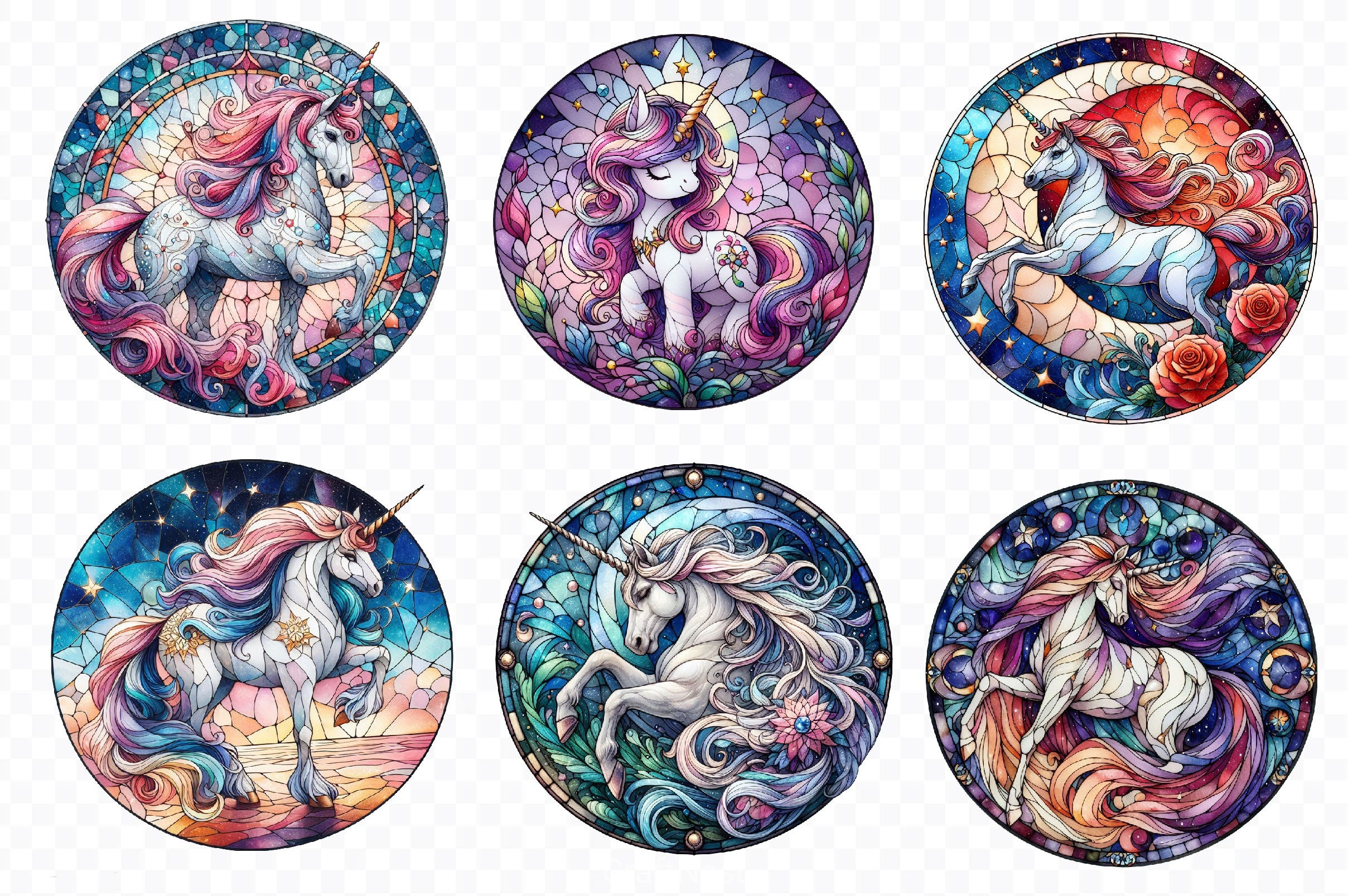 Stained Glass Unicorn Clipart Bundle - CraftNest - Digital Crafting and Art