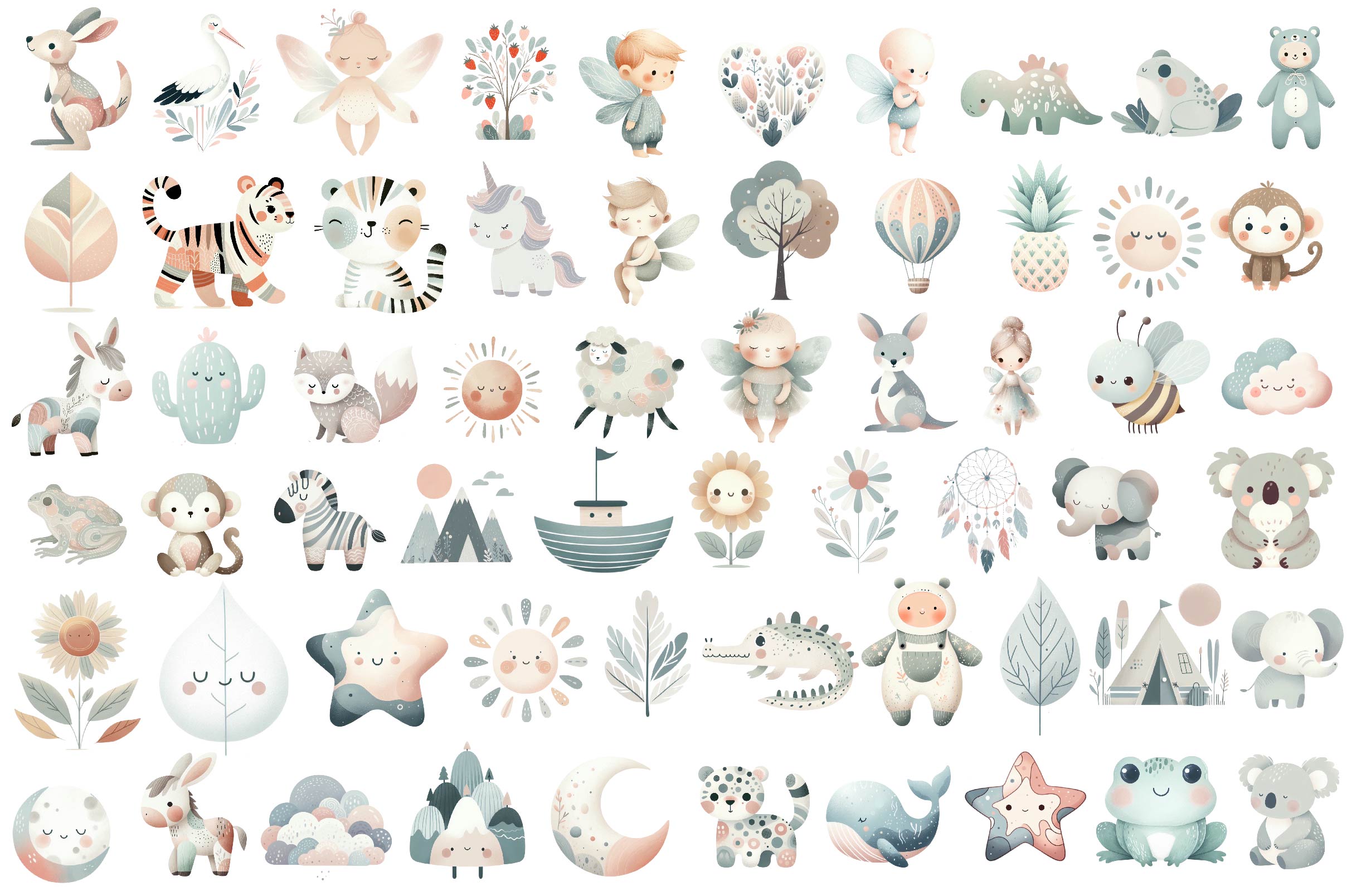 Boho Doodle Baby Clipart Bundle - CraftNest - Digital Crafting and Art