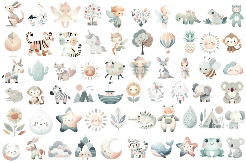 Boho Doodle Baby Clipart Bundle - CraftNest - Digital Crafting and Art