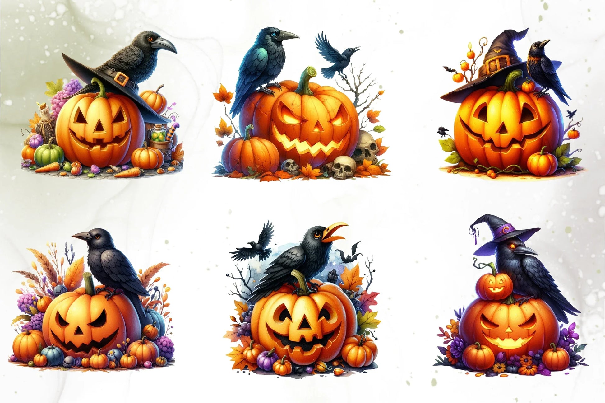 Cute Ravens Halloween Clipart Bundle - CraftNest - Digital Crafting and Art