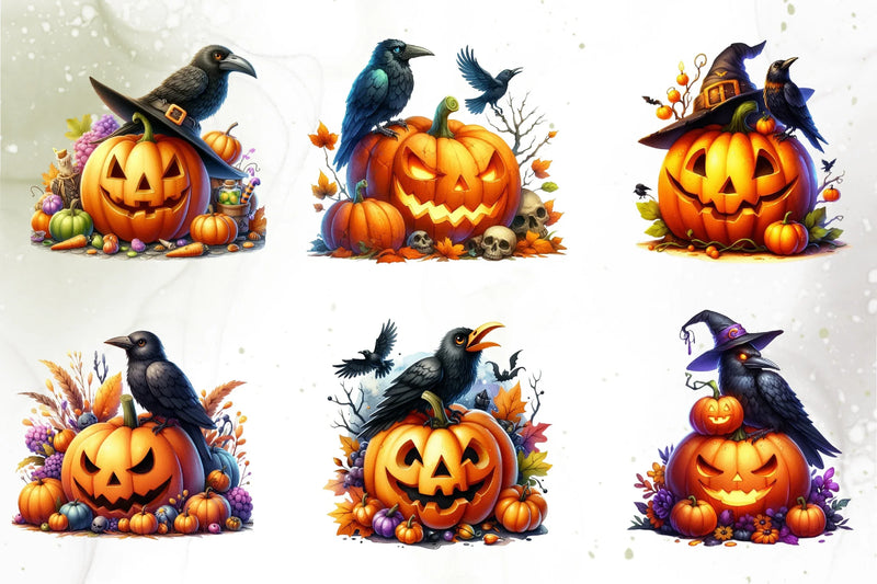 Cute Ravens Halloween Clipart Bundle - CraftNest - Digital Crafting and Art