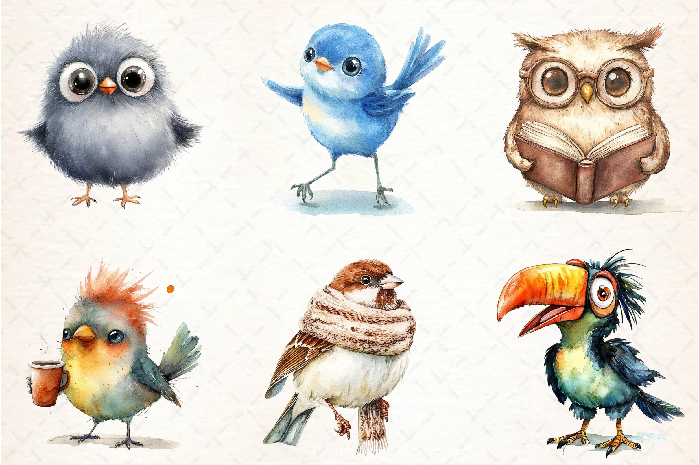 Cute Quirky Birds Clipart Bundle - CraftNest - Digital Crafting and Art