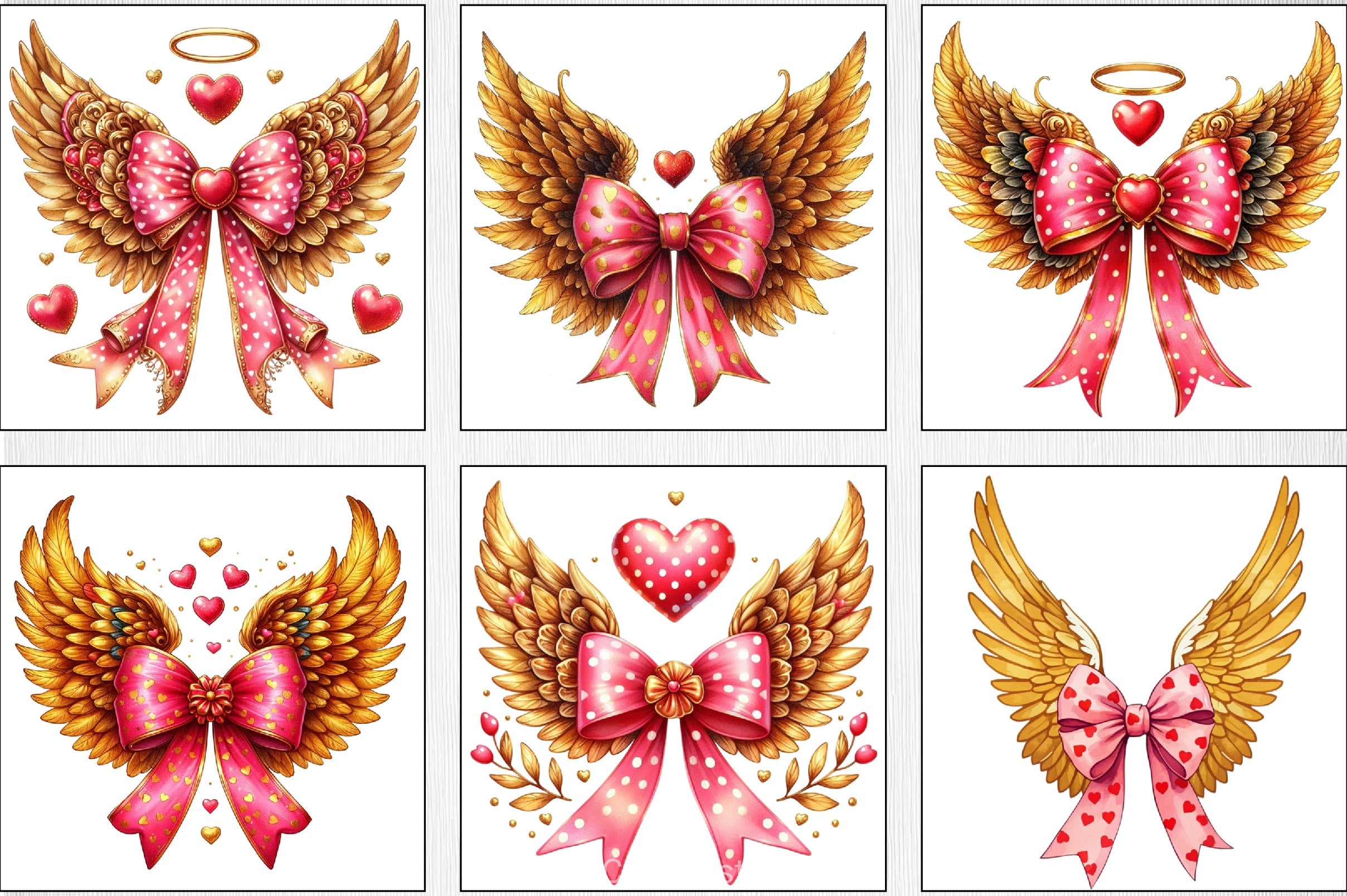 Valentine Angel Wings Clipart Bundle - CraftNest - Digital Crafting and Art