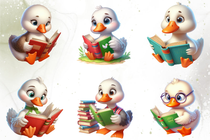 Cute Duck Reading Clipart Bundle - CraftNest - Digital Crafting and Art