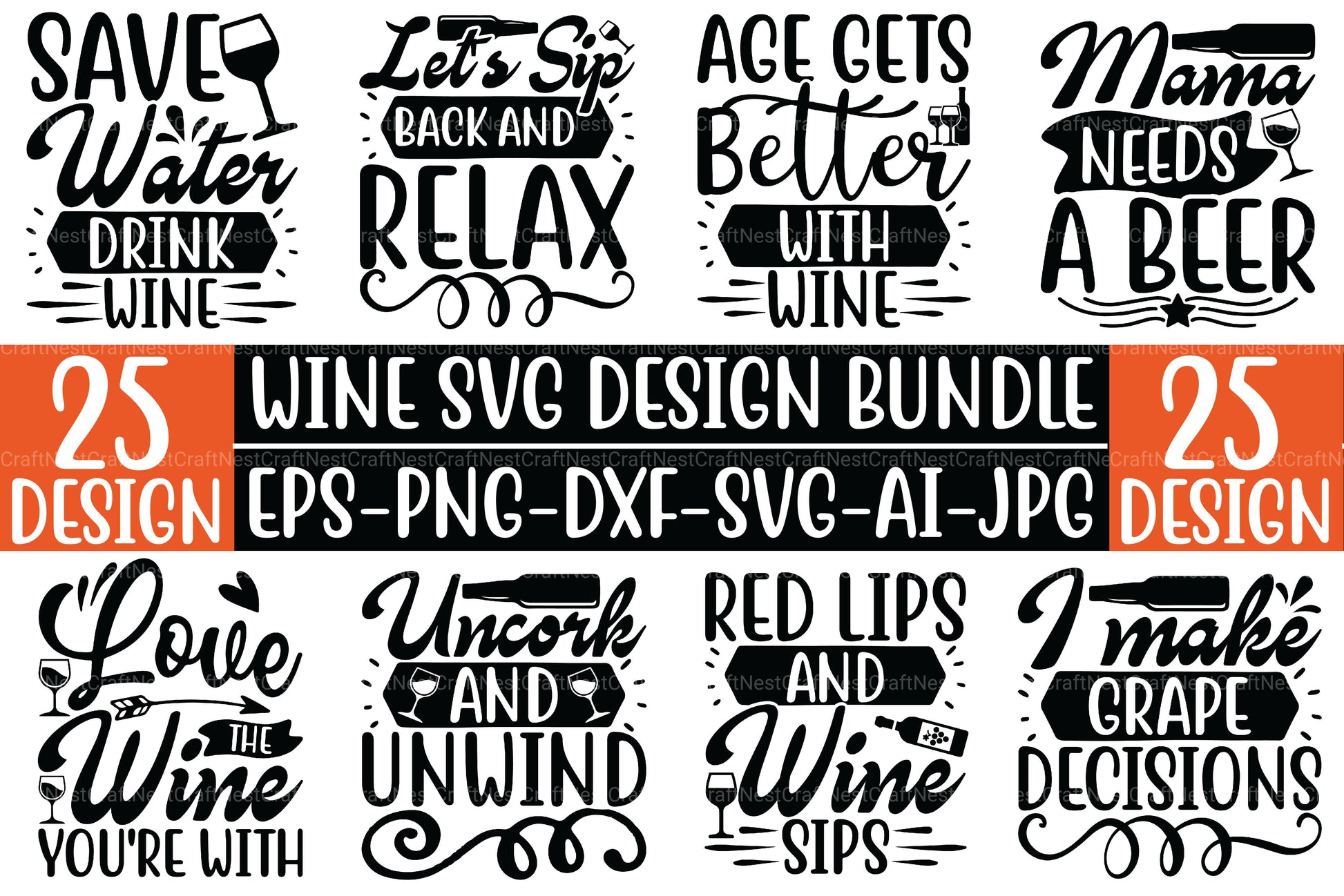 Wine SVG Bundle - CraftNest - Digital Crafting and Art