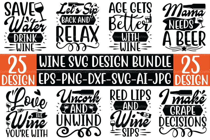 Wine SVG Bundle - CraftNest - Digital Crafting and Art