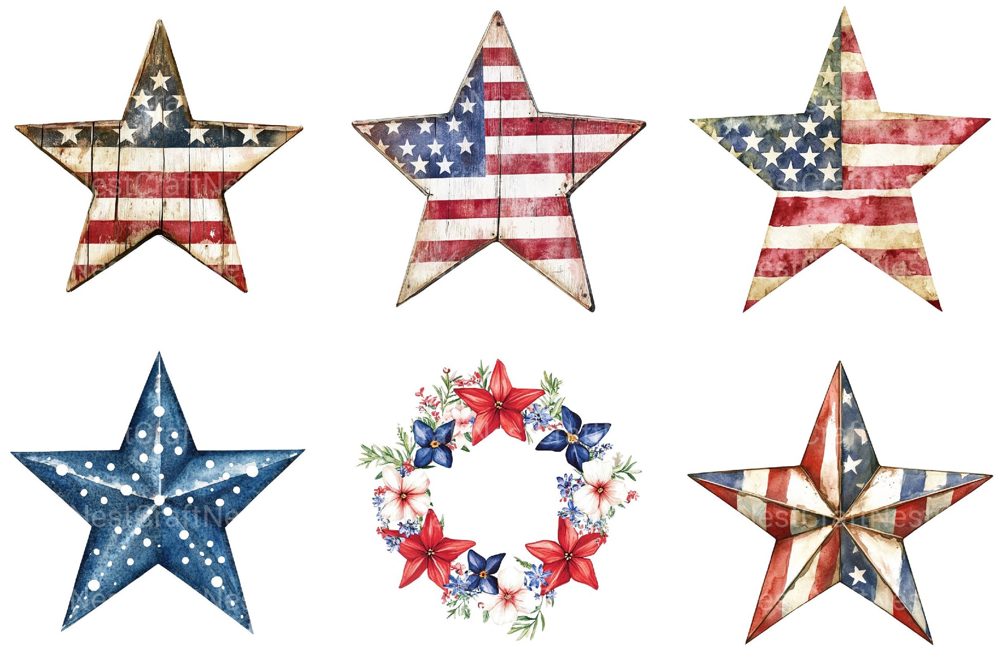 4th of July Stars Clipart - CraftNest - Digital Crafting and Art