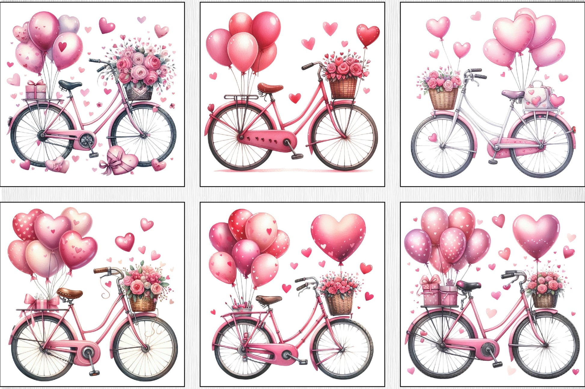 Valentine Bicycle Pink Balloons Clipart Bundle - CraftNest - Digital Crafting and Art
