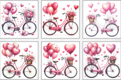 Valentine Bicycle Pink Balloons Clipart Bundle - CraftNest - Digital Crafting and Art