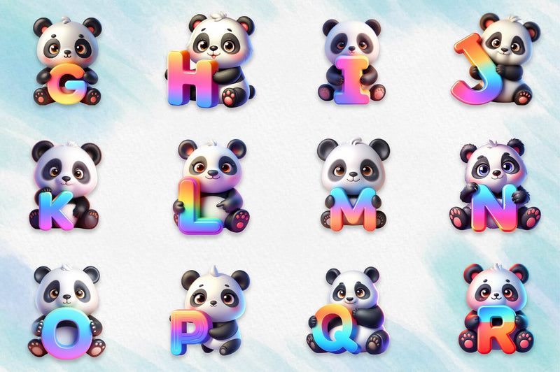 Panda Alphabet Clipart Bundle - CraftNest - Digital Crafting and Art