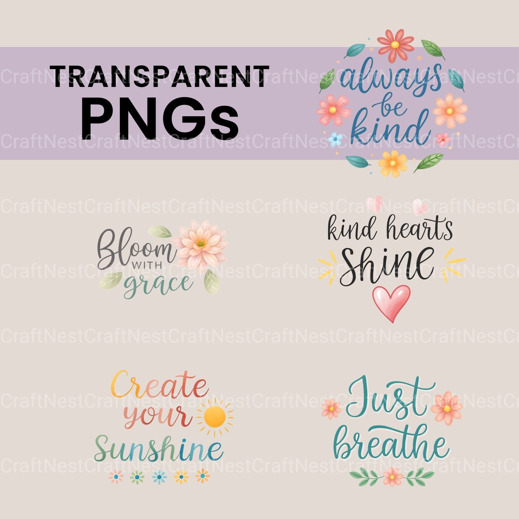 Positive Words Clipart Bundle - CraftNest - Digital Crafting and Art