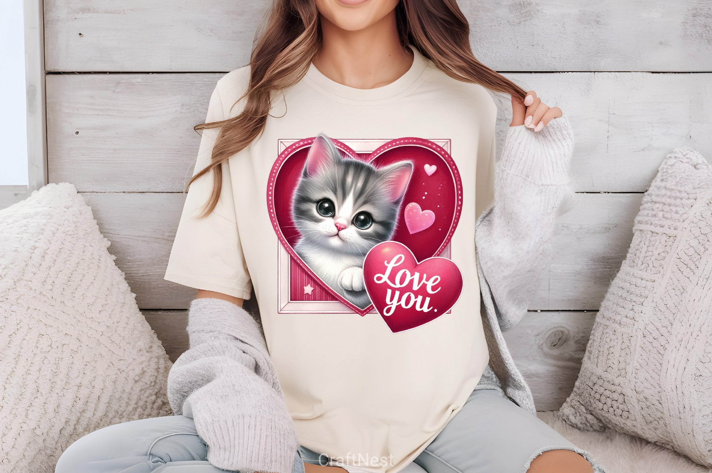Love You Cat Valentine's Day Clipart Bundle 3 - CraftNest - Digital Crafting and Art