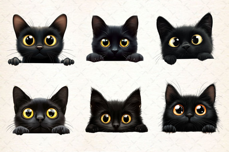 Black Cat Peeking Clipart Bundle 2 - CraftNest - Digital Crafting and Art