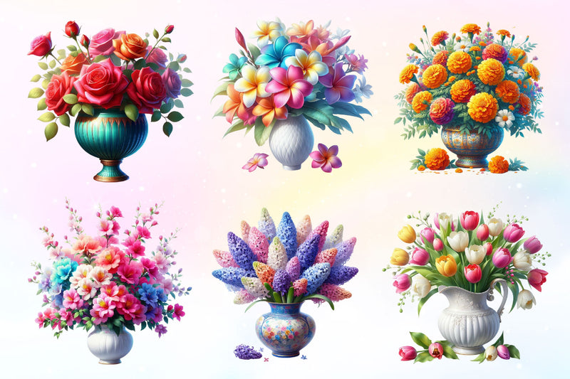 Beautiful Flowers Vase Clipart Bundle - CraftNest - Digital Crafting and Art