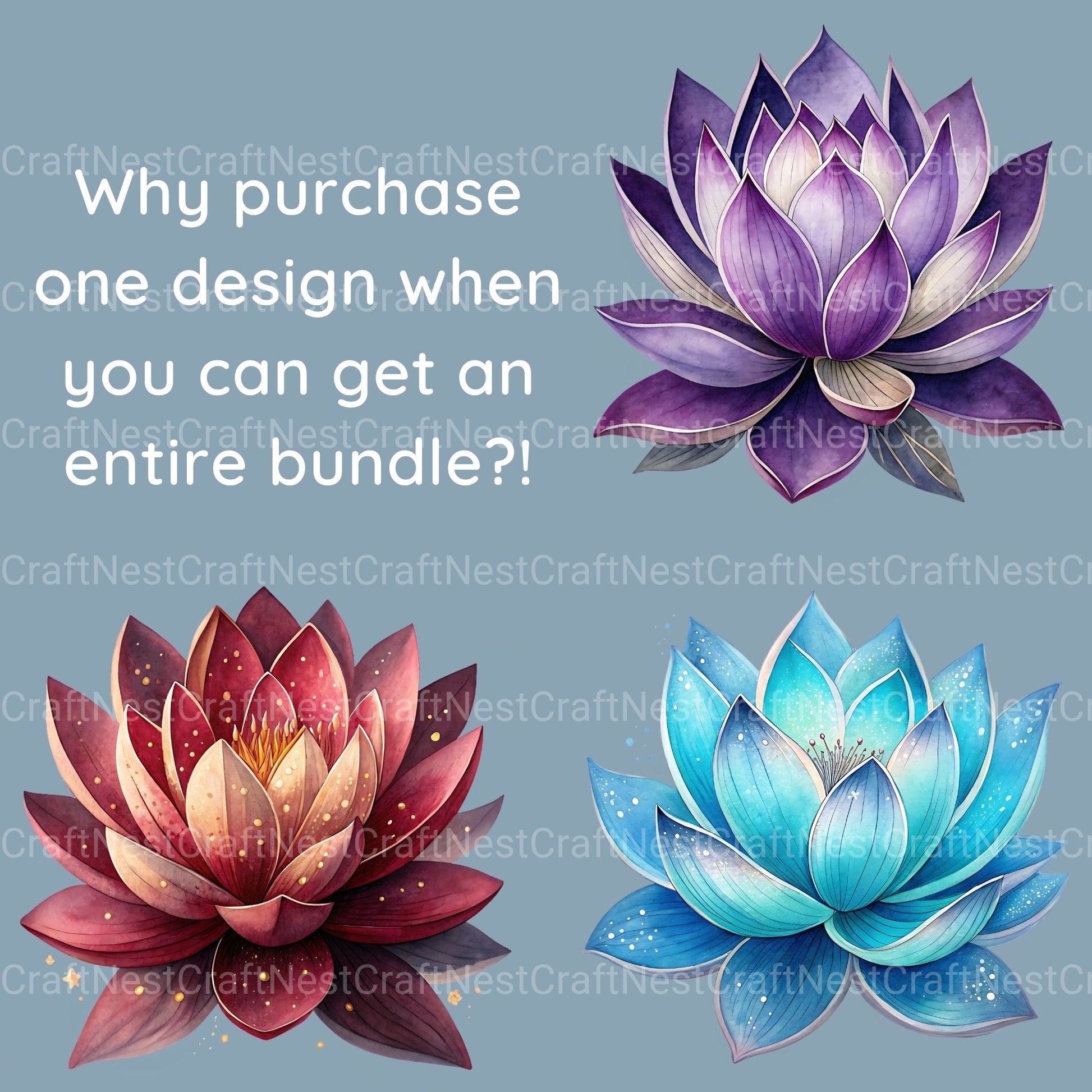 Lotus Flowers Clipart Bundle - CraftNest - Digital Crafting and Art