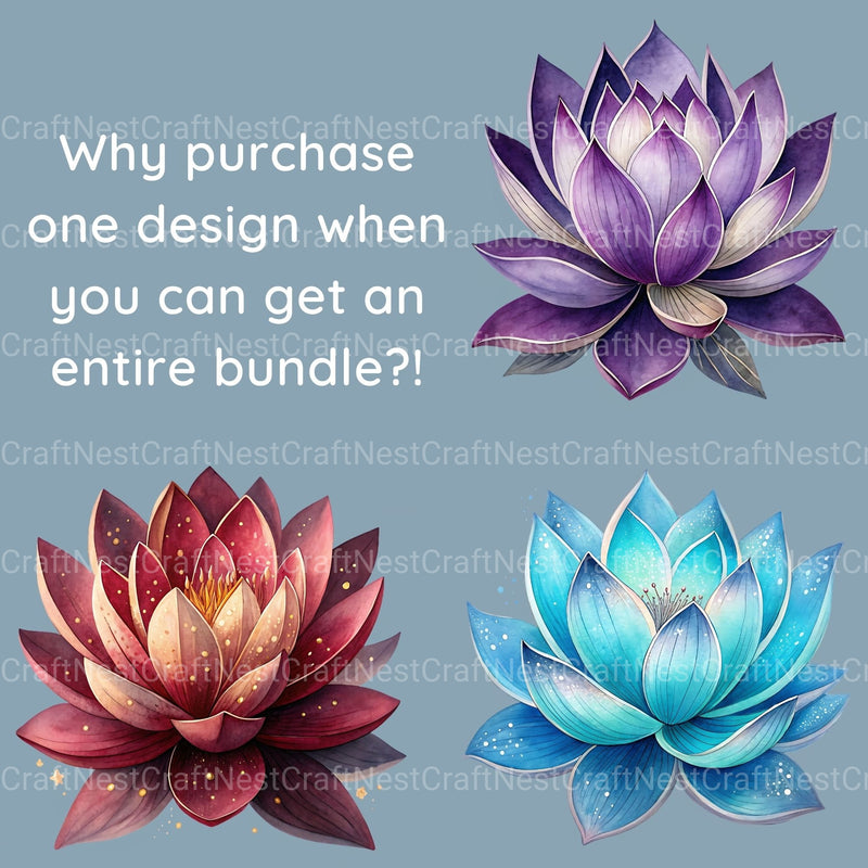 Lotus Flowers Clipart Bundle - CraftNest - Digital Crafting and Art