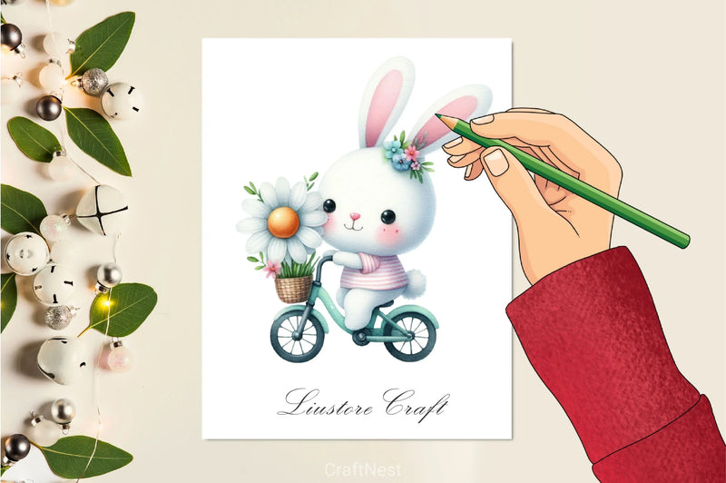 Easter Flower Biker Bunny Clipart Bundle - CraftNest - Digital Crafting and Art