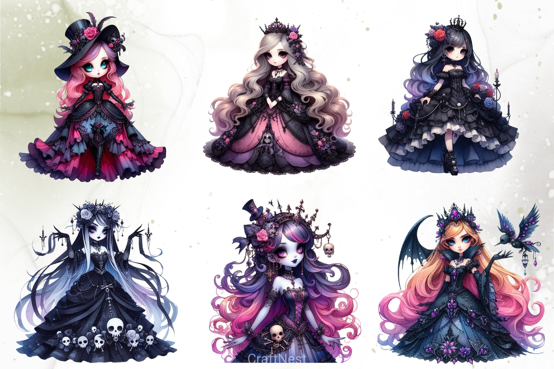 Gothic Fairy Girl Clipart Bundle - CraftNest - Digital Crafting and Art