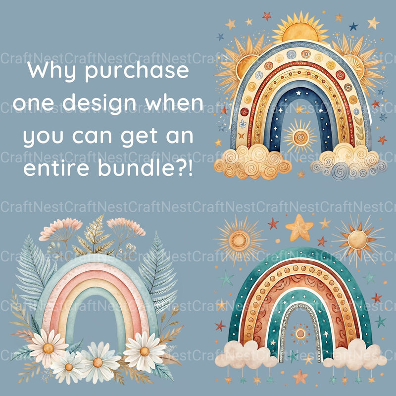 Boho Rainbows Clipart Bundle - CraftNest - Digital Crafting and Art